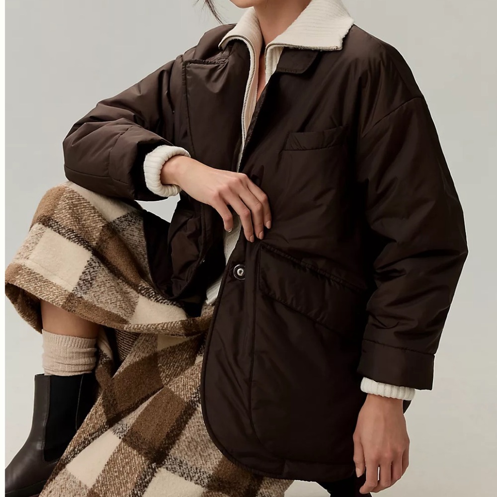 NWT Maeve for Anthropologie Brown Cocoon Puff Blazer Jacket